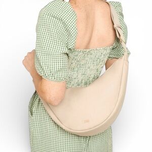 July Everyday Crescent Elegant Cream Shoulder Bag 100% Cotton Purse NEW NWT Gift